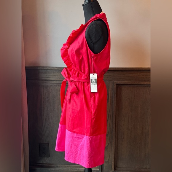 Gibson X Hi Sugarplum red and pink belted dress size small - Picture 6 of 10
